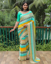 Classic Original Moss Chiffon Light Green Color Silk Sarees